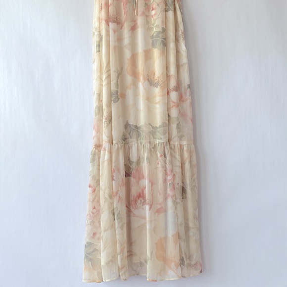 H&M Crinkled Cream/floral Dress Maxi Wedding Guest Event size S - Picture 3 of 12